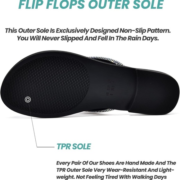 NianEr Silver Sparkly Rhinestone Flip Flop Sandals Comfort Foam Size 6 New - Picture 5 of 7